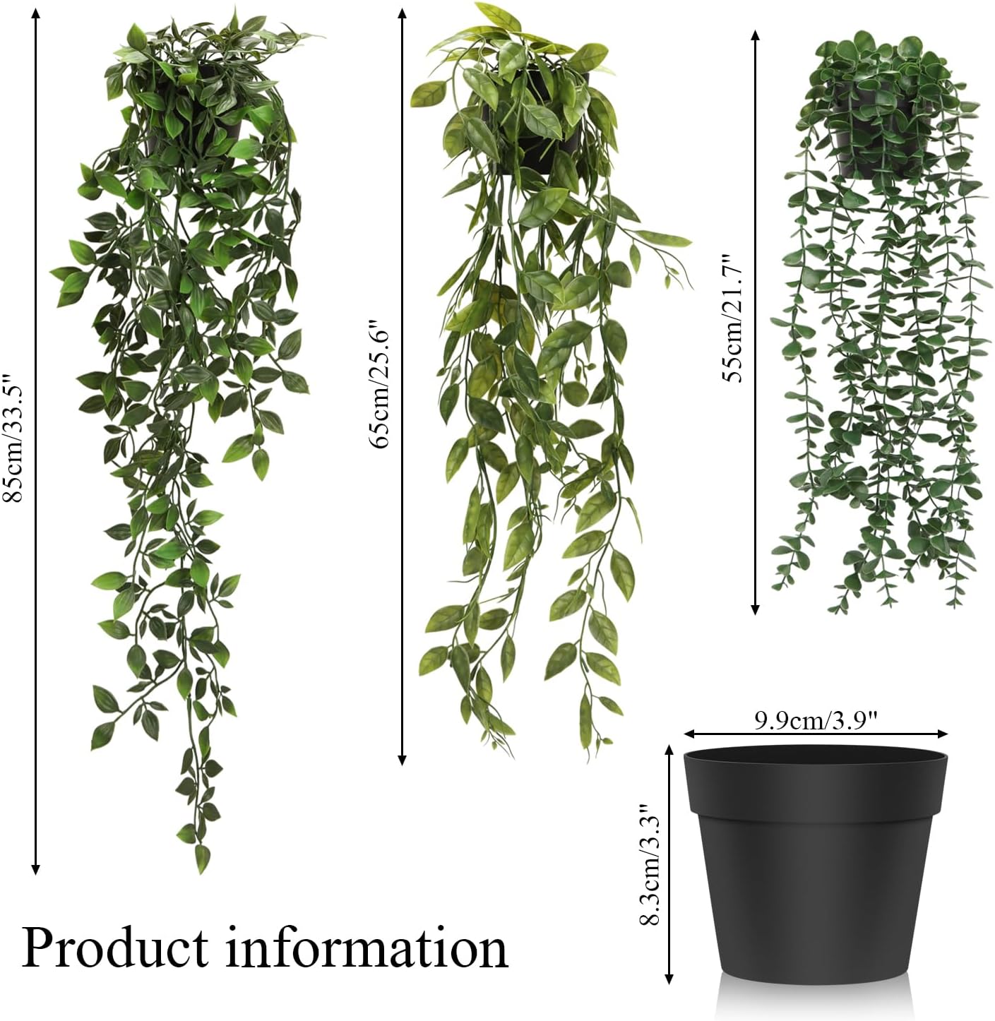 Artigreen 3 Pcs Artificial Hanging Plants