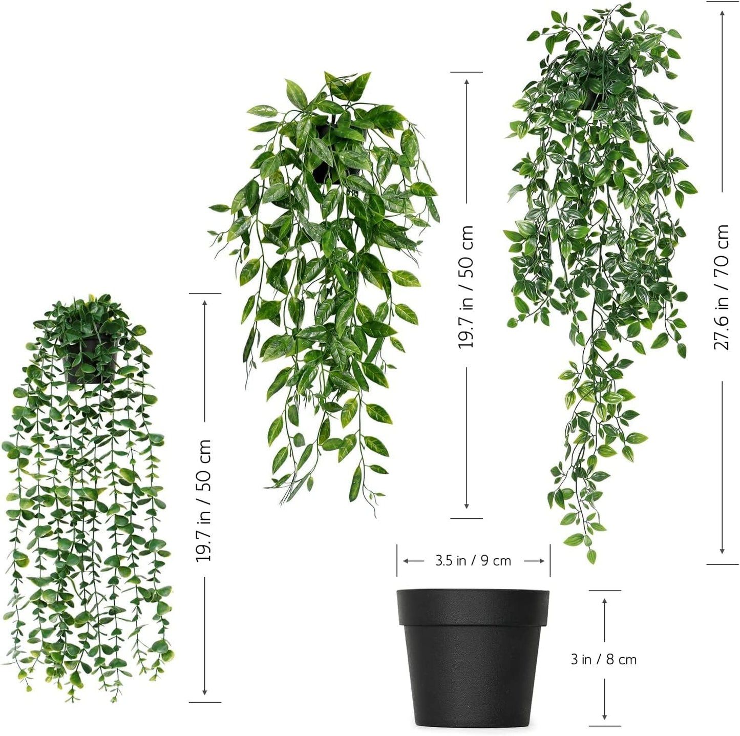 Avoik 3pcs Artificial Hanging Plants-Artificial Hanging Plants