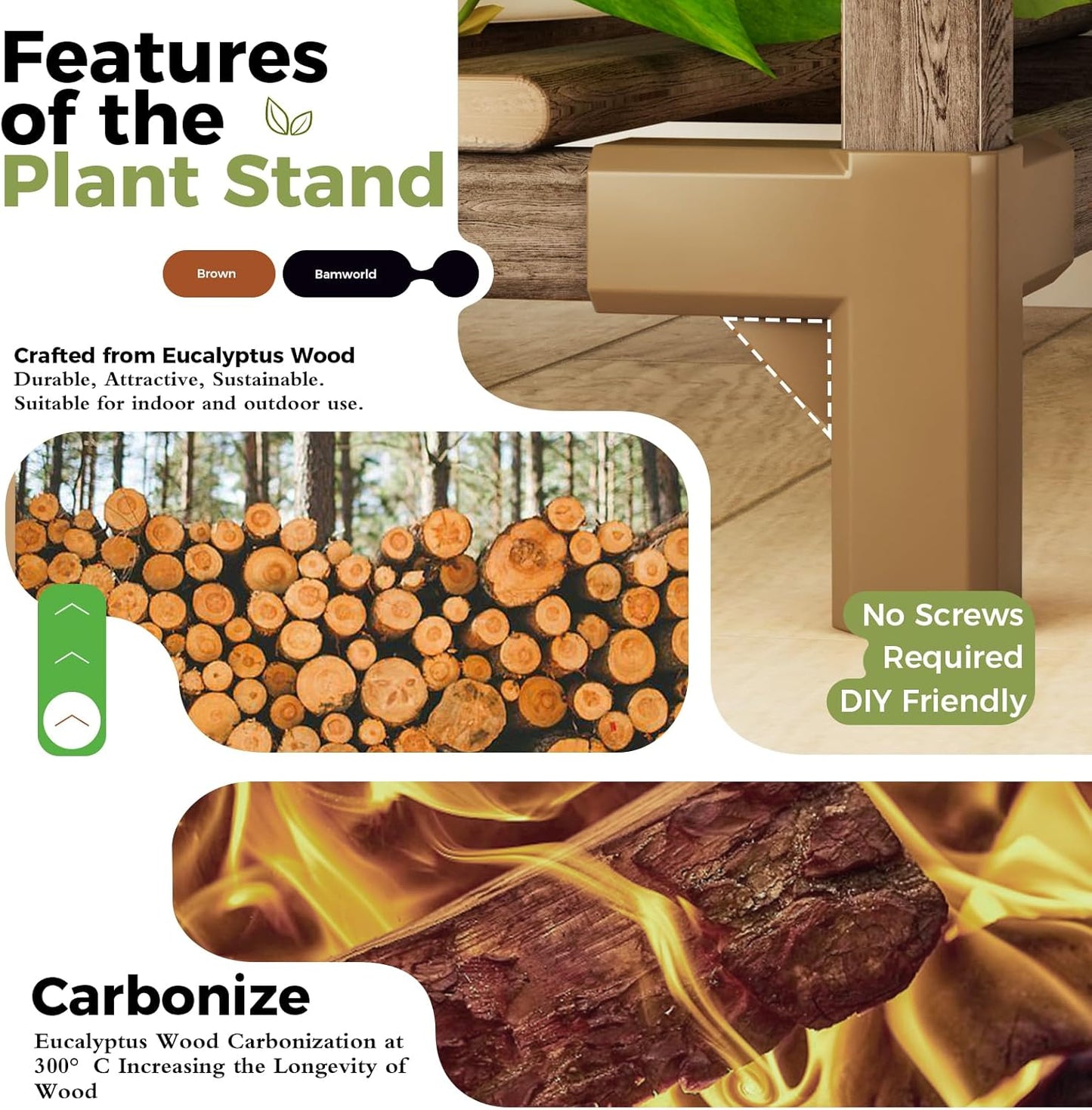 Bamworld Plant Stand Indoor Plant Shelf